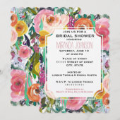 ロマンチックガーデン水彩花 ブライダルシャワー 招待状 (正面/裏面)