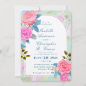 ロマンチックガーデン結婚バラ 招待状 (正面)