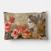 ロマンチックガーリーなヴィンテージフローラ抽象芸術コラージュ アクセサリーポーチ (裏面)