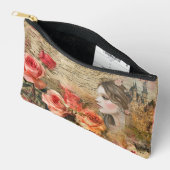 ロマンチックガーリーなヴィンテージフローラ抽象芸術コラージュ アクセサリーポーチ (見開き)