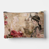 ロマンチックガーリーなヴィンテージフローラ抽象芸術コラージュ アクセサリーポーチ (裏面)