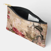 ロマンチックガーリーなヴィンテージフローラ抽象芸術コラージュ アクセサリーポーチ (見開き)