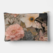 ロマンチックガーリーなヴィンテージフローラ抽象芸術コラージュ アクセサリーポーチ (裏面)