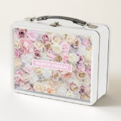 ロマンチックガーリーバラシックパーソナライズされたネーム メタルランチボックス (正面)