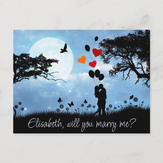 ロマンチックキスをするなカップルが私と結婚 ポストカード (正面)