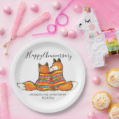 ロマンチックキツネキツネ動物カスタム記念日 ペーパープレート (パーティー)