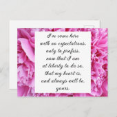 ロマンチックキャンディピンクフローラジェーンオーステンラブ引用文 ポストカード (正面/裏面)