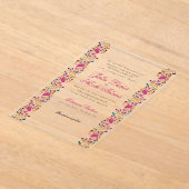 ロマンチッククラシカルパールスワンフローラフレ結婚ーム アクリル招待状 (レイダウン)