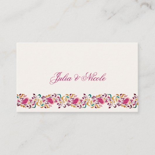 ロマンチッククラシカルパールスワンフローラフレ結婚ーム プレイスカード (正面)