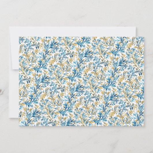 ロマンチッククラシックなブルークレストモノグラム結婚ズ セーブザデート (裏面)