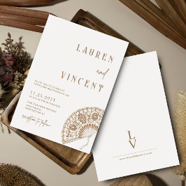 ロマンチッククラシックなリッチヴィンテージハンドファン結婚ズ 招待状