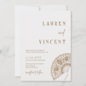 ロマンチッククラシックなリッチヴィンテージハンドファン結婚ズ 招待状 (正面)