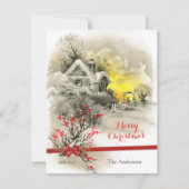 ロマンチッククラシックな冬のワンダーランドメリークリスマス シーズンカード (正面)