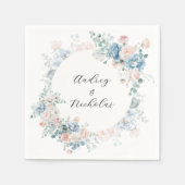 ロマンチッククラシックな書道のフローラ結婚ズ スタンダードカクテルナプキン (正面)