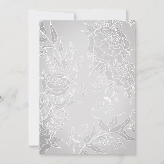 ロマンチッククラシックグレイリース結婚ズ 招待状 (裏面)