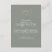 ロマンチッククラシックセージ緑金ゴールドモノグラム結婚ズ エンクロージャーカード (正面)