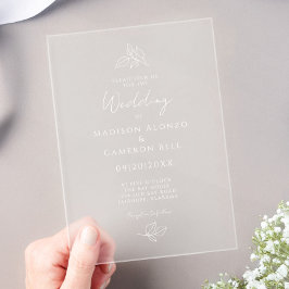 ロマンチッククラシック書道モダン植物学 アクリル招待状