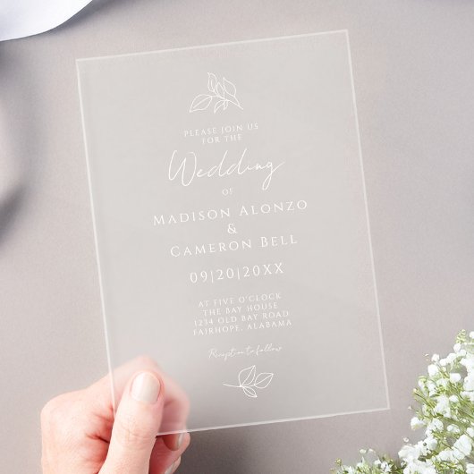 ロマンチッククラシック書道モダン植物学 アクリル招待状