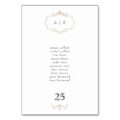 ロマンチッククラシック金ゴールド結婚モノグラム テーブルナンバー (裏面)