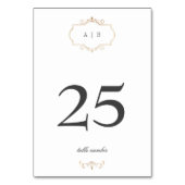 ロマンチッククラシック金ゴールド結婚モノグラム テーブルナンバー (正面)