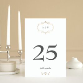 ロマンチッククラシック金ゴールド結婚モノグラム テーブルナンバー