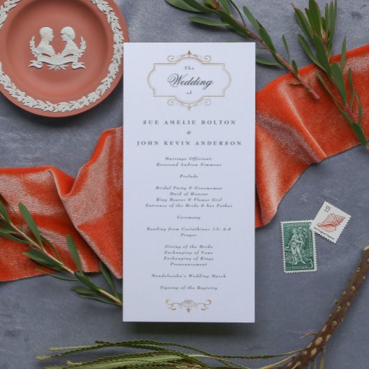 ロマンチッククラシック金ゴールド結婚モノグラム プログラム