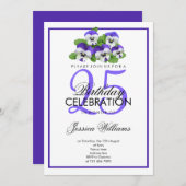 ロマンチッククラスパンジー誕生日 招待状 (正面/裏面)