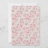 ロマンチッククリームピンクグリッターフローラブライダルシャワー 招待状 (裏面)