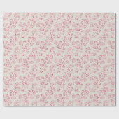 ロマンチッククリームピンクグリッター花柄ウェディング ラッピングペーパー (フラット)