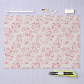 ロマンチッククリームピンクグリッター花柄ウェディング 薄葉紙 (クラフト)