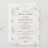 ロマンチッククリームホワイトフローラボホブライダルシャワー 招待状 (正面)