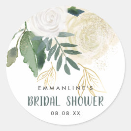 ロマンチックグリッターバラブライダルシャワー ラウンドシール