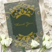 ロマンチックグリーンと金ゴールドヴィンテージフローラスタイル サンキューカード