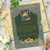 ロマンチックグリーンと金ゴールドヴィンテージフローラスタイル サンキューカード
