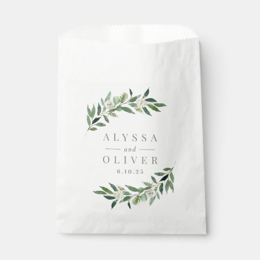 ロマンチックグリーン結婚式の引き出物バッグ フェイバーバッグ (正面)