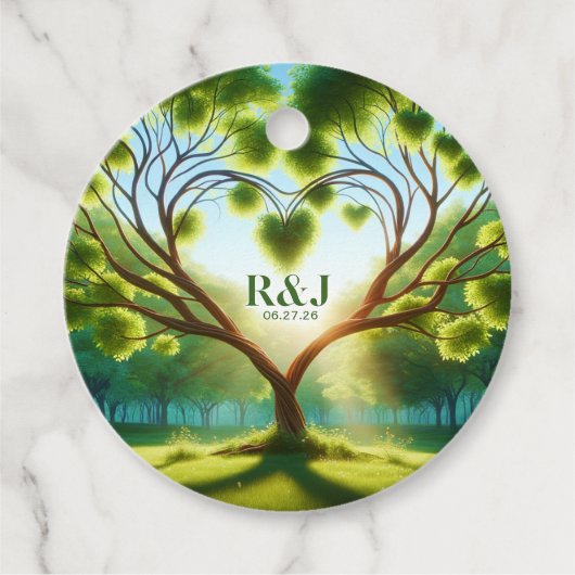 ロマンチックグリーン結婚式の引き出物ラベル フェイバータグ (正面)