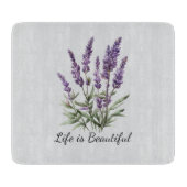 ロマンチックグレーパープルラベンダーフローラブライダルシャワー カッティングボード (正面)