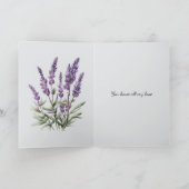 ロマンチックグレーパープルラベンダーフローラブライダルシャワー カード (内部)