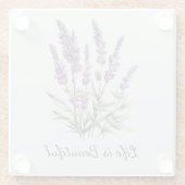 ロマンチックグレーパープルラベンダーフローラブライダルシャワー ガラスコースター (裏面)