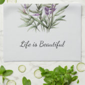 ロマンチックグレーパープルラベンダーフローラブライダルシャワー キッチンタオル (折り畳み)