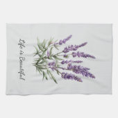 ロマンチックグレーパープルラベンダーフローラブライダルシャワー キッチンタオル (横)