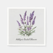 ロマンチックグレーパープルラベンダーフローラブライダルシャワー スタンダードカクテルナプキン (正面)