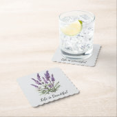 ロマンチックグレーパープルラベンダーフローラブライダルシャワー ペーパーコースター (インサイチュ)