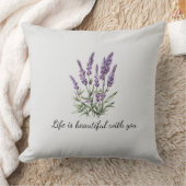 ロマンチックグレーパープルラベンダーフローラ クッション (ブランケット)