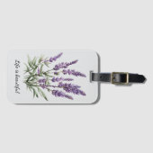 ロマンチックグレーパープルラベンダーフローラ ラゲッジタグ (正面横)