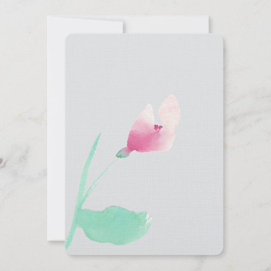 ロマンチックグレーピンクフローラブライダルシャワー 招待状 (裏面)