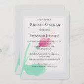 ロマンチックグレーピンクフローラブライダルシャワー 招待状 (正面/裏面)