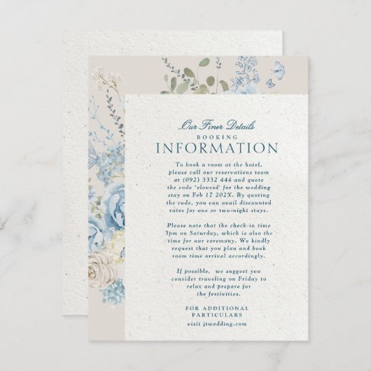 ロマンチックコッツウォルズウィンター花模様詳細結婚ズ エンクロージャーカード (正面/裏面)