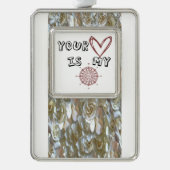 ロマンチックコンパス ラブクォート ギフト シルバープレートフレームオーナメント (正面)