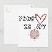 ロマンチックコンパス ラブクォート ギフト ポストカード (正面/裏面)